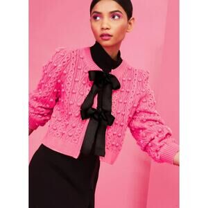 Alice + Olivia Pink Kitty Puff Sleeve Cardigan size XL